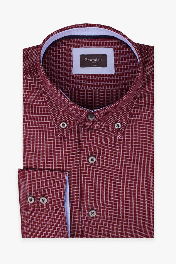 Camisa Hombre Roma Iconic Jacquard Rojo Azul Claro