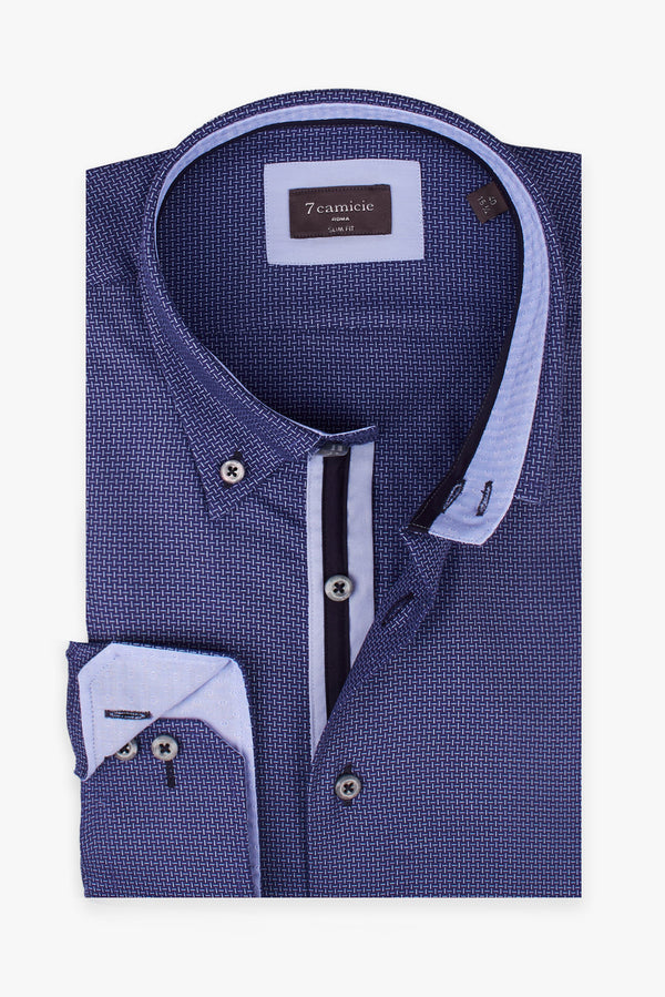 Camisa Hombre Roma Iconic Jacquard Azul Azul Claro