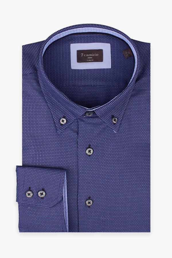 Camisa Hombre Roma Iconic Jacquard Azul Azul Claro