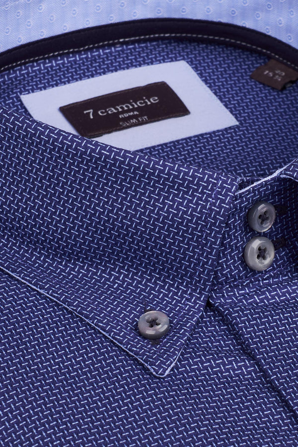 Camicia Uomo Roma Iconic Jacquard Blu Celeste