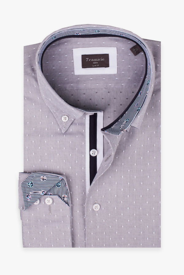 Roma Iconic Herren Hemd Oxford Grau Weiss