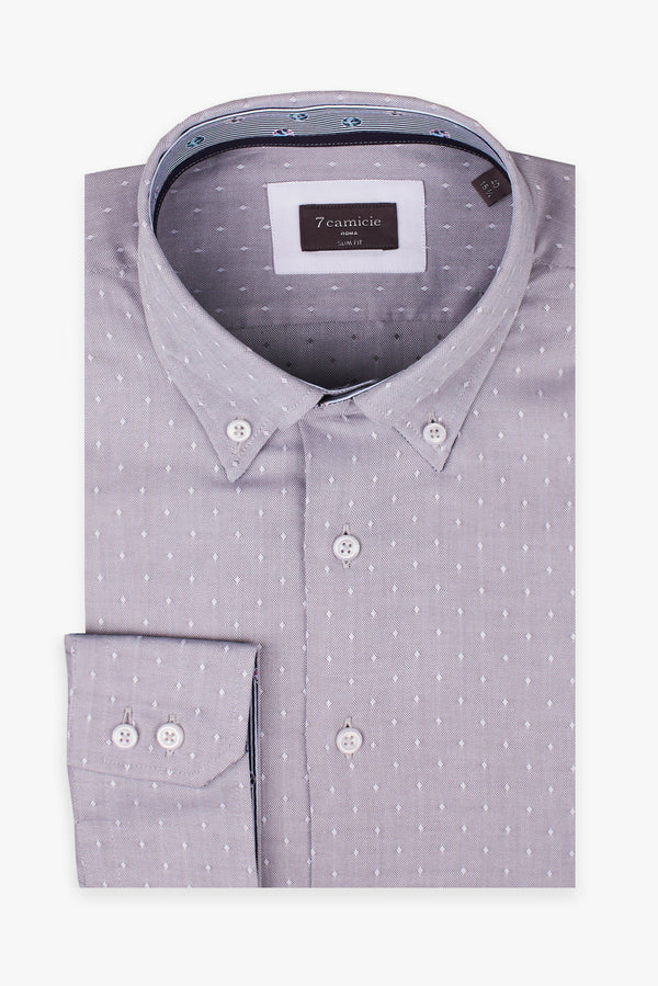 Roma Iconic Herren Hemd Oxford Grau Weiss