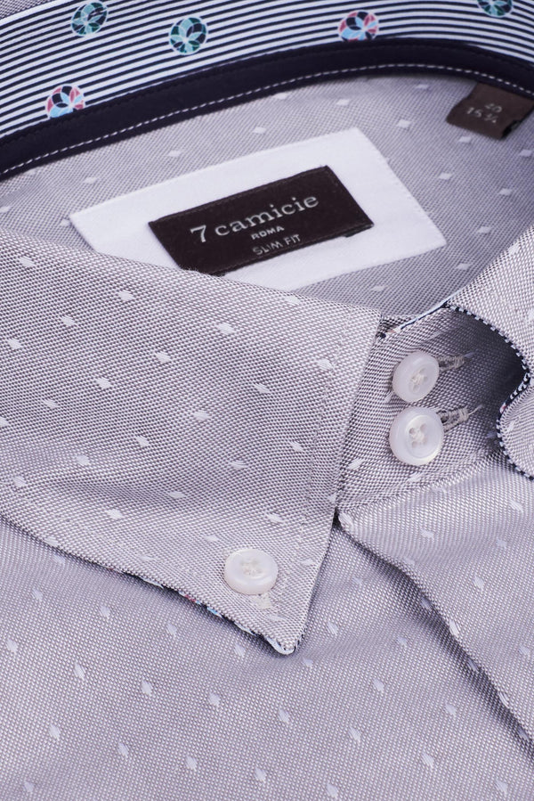 Roma Iconic Herren Hemd Oxford Grau Weiss