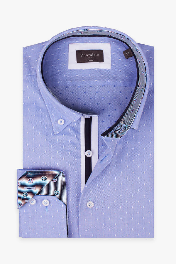 Camicia Uomo Roma Iconic Oxford Blu Bianco