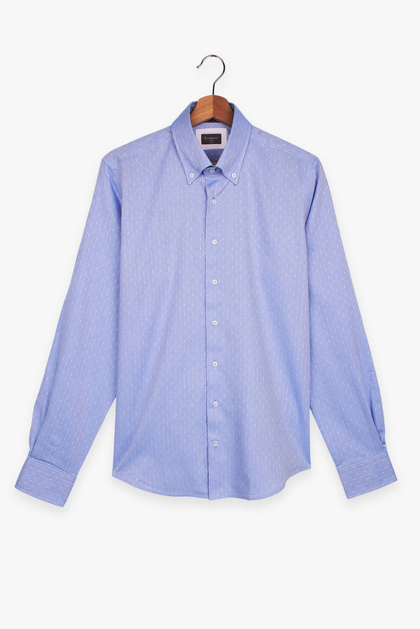 Camisa Hombre Roma Iconic Oxford Azul Blanco