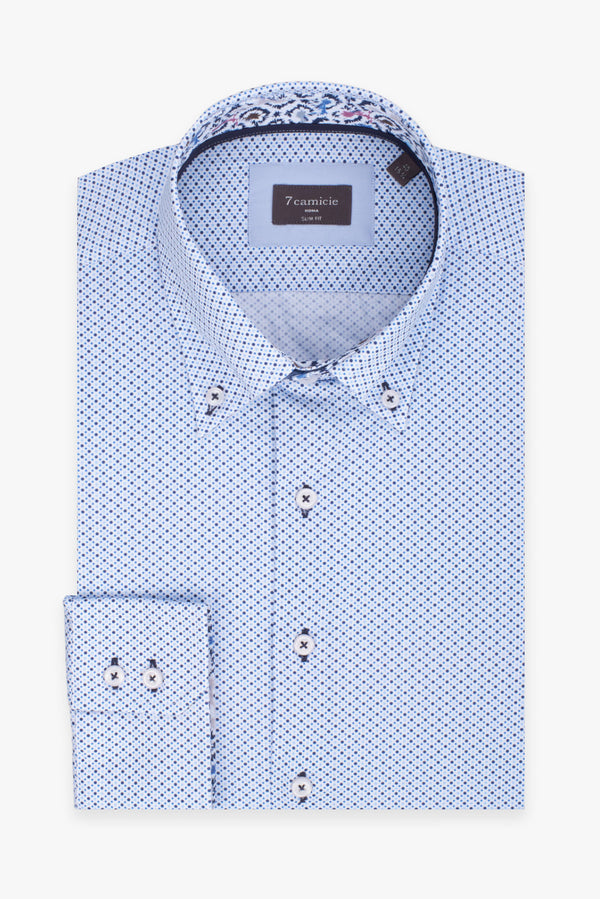 Camicia Uomo Roma Iconic Popelin Bianco Celeste