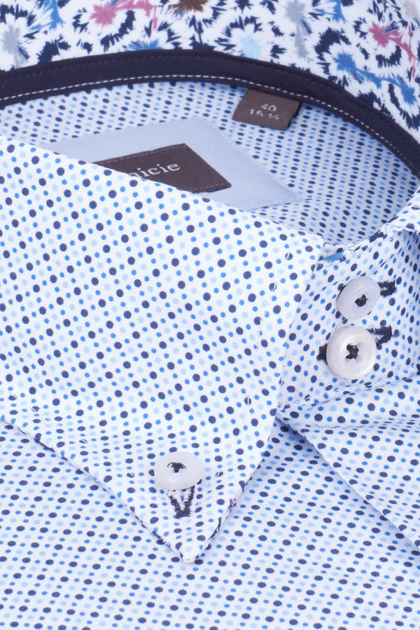 Camicia Uomo Roma Iconic Popelin Bianco Celeste