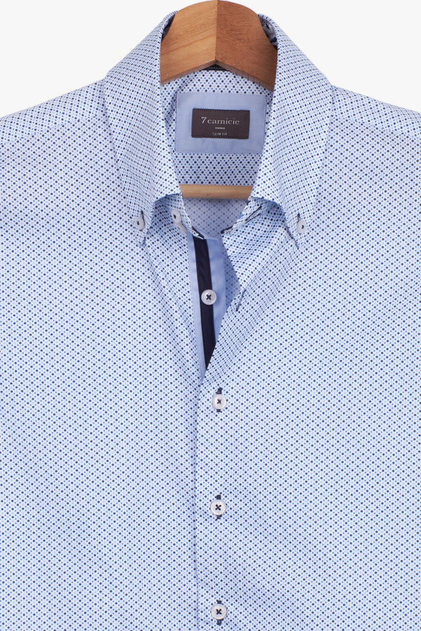 Camicia Uomo Roma Iconic Popelin Bianco Celeste
