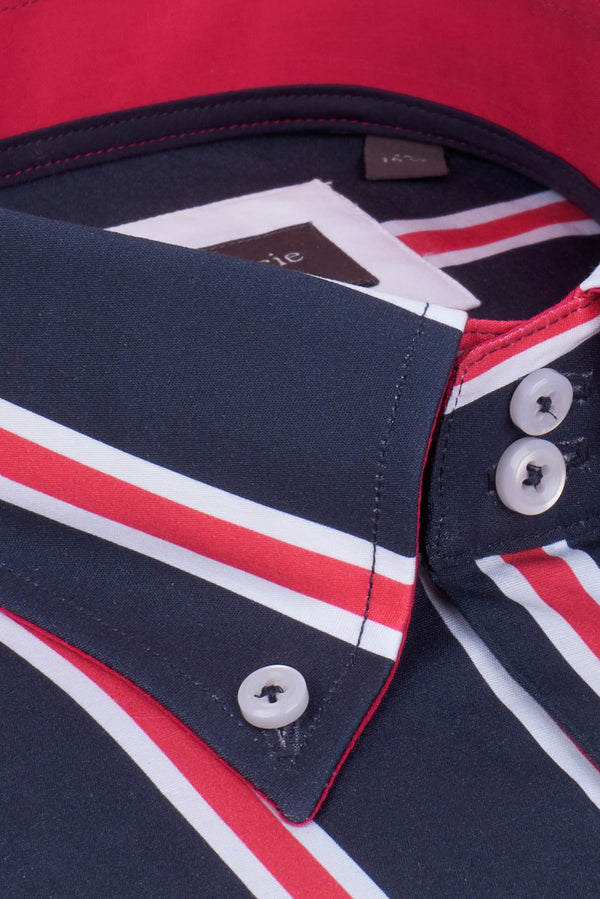 Camicia Uomo Roma Iconic Popelin Blu Rosso