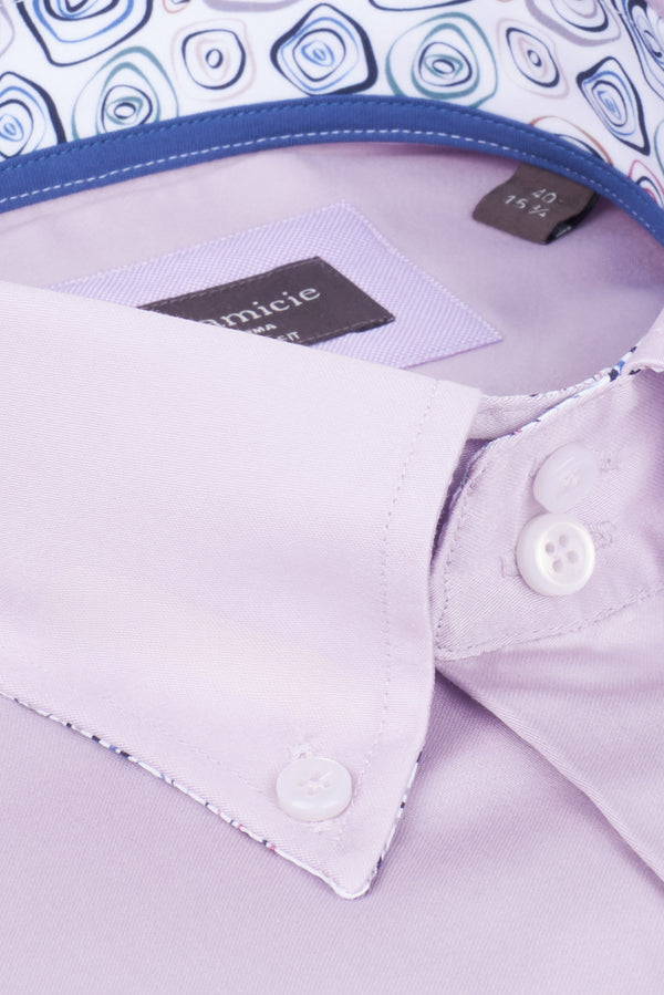 Roma Iconic Satin Man Shirt Lilac