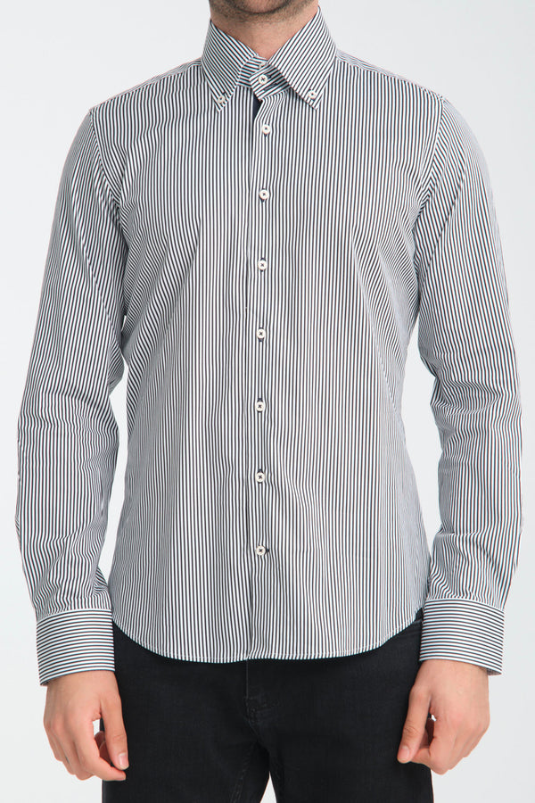 Camisa Hombre Roma Iconic Popelin Stretch Blanco Azul