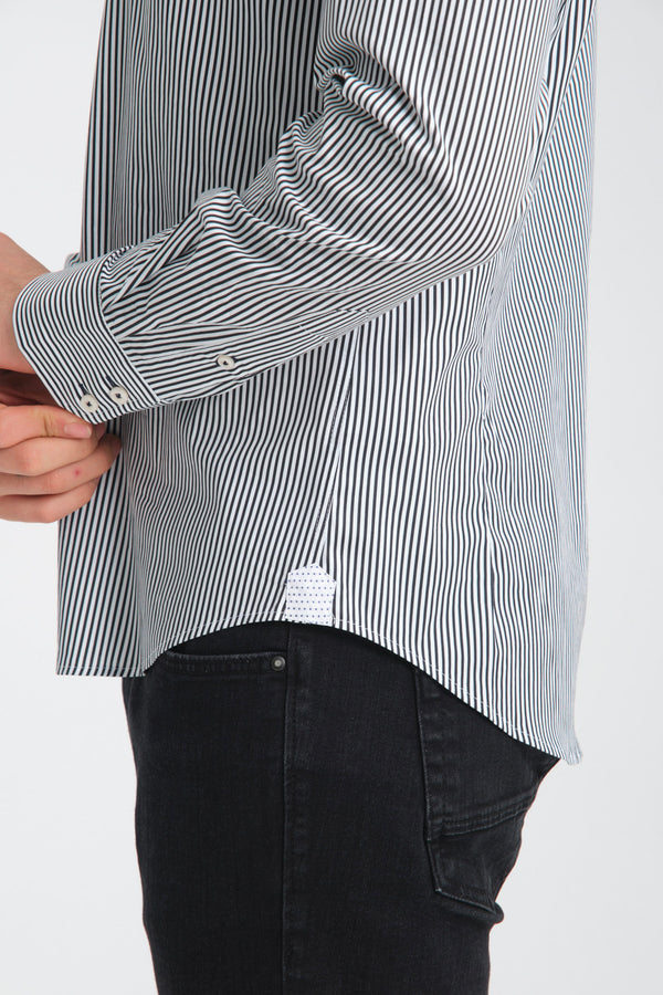 Camisa Hombre Roma Iconic Popelin Stretch Blanco Azul