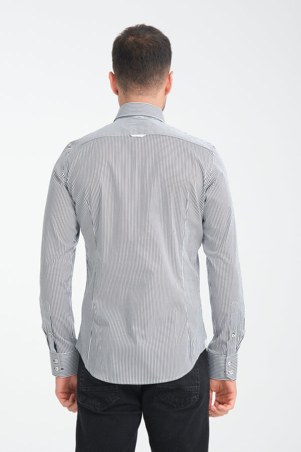 Camisa Hombre Roma Iconic Popelin Stretch Blanco Azul