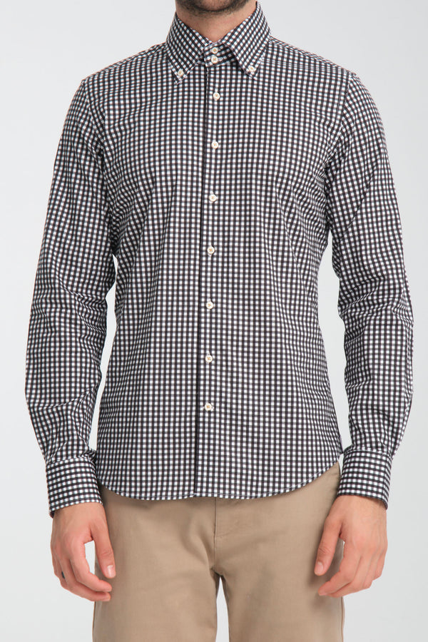 Camicia Uomo Roma Iconic Popelin Stretch Nero Bianco