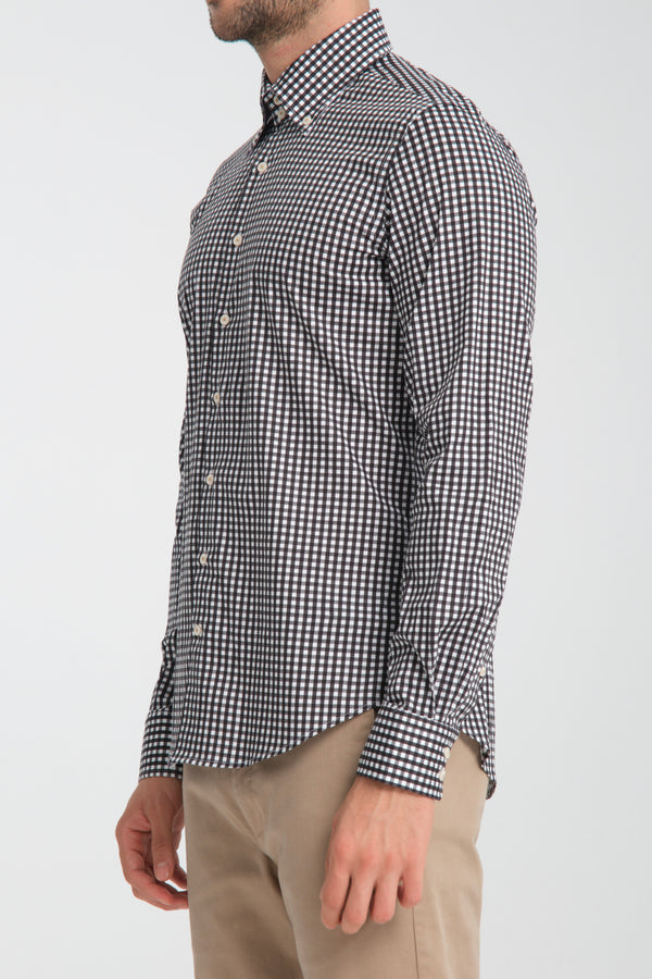 Camicia Uomo Roma Iconic Popelin Stretch Nero Bianco