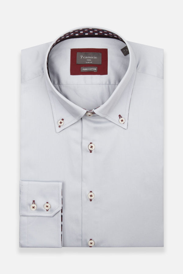 Camicia Uomo Roma Iconic Satin Grigio