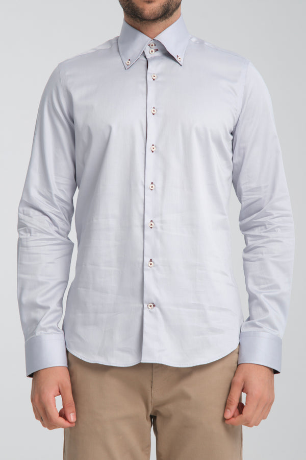 Camicia Uomo Roma Iconic Satin Grigio