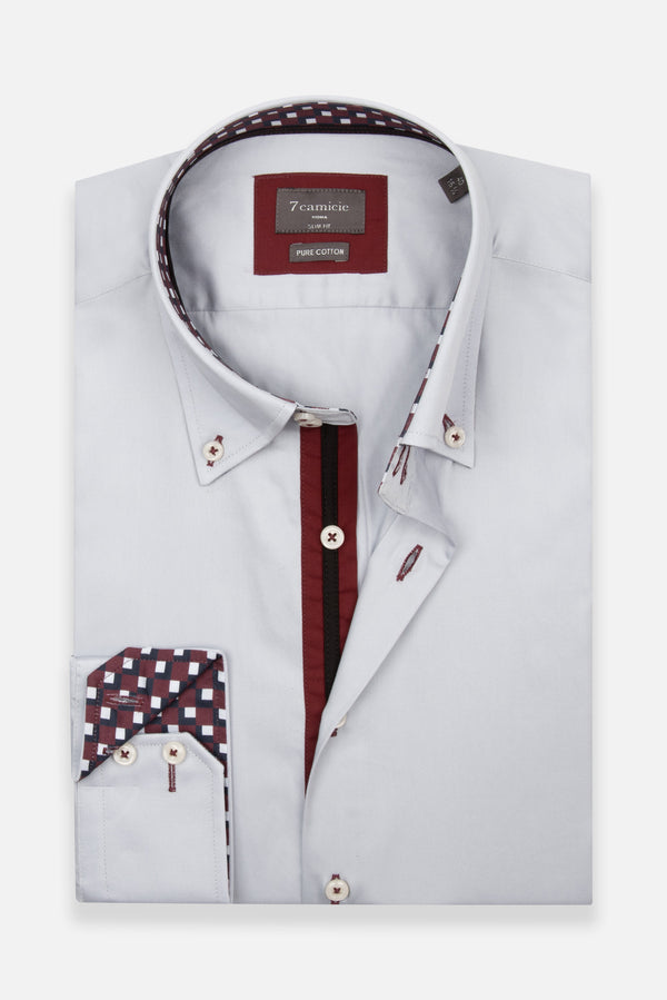 Camicia Uomo Roma Iconic Satin Grigio