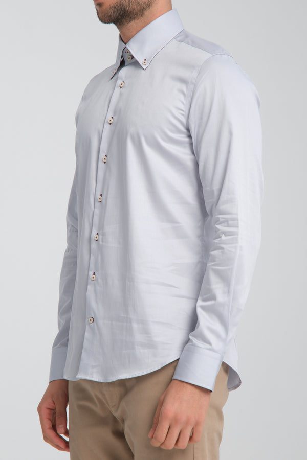 Camicia Uomo Roma Iconic Satin Grigio