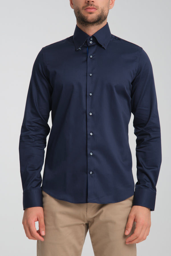 Camicia Uomo Roma Iconic Satin Blu