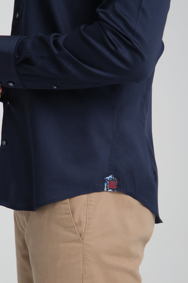 Camicia Uomo Roma Iconic Satin Blu