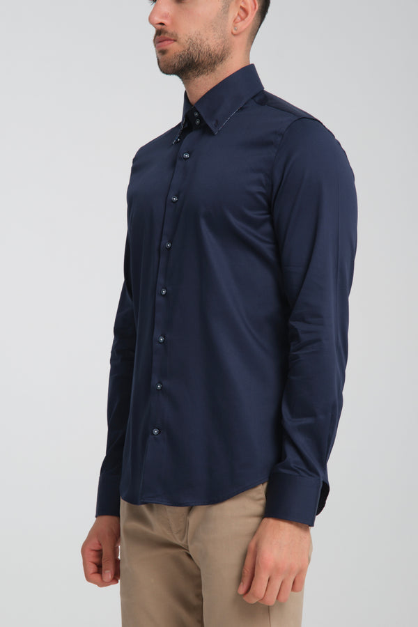 Camicia Uomo Roma Iconic Satin Blu