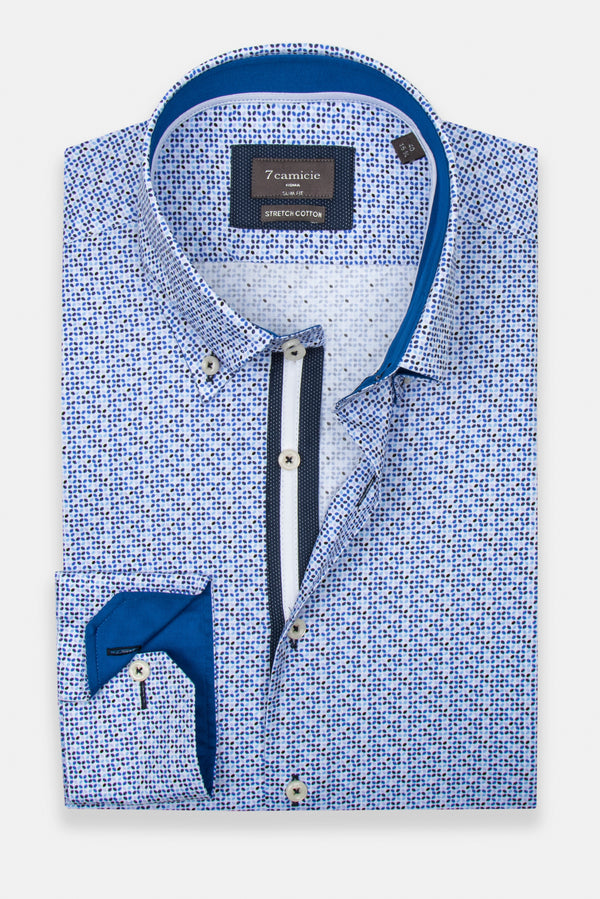 Chemise Homme Roma Iconic Popelin Stretch Blanc Bleu clair
