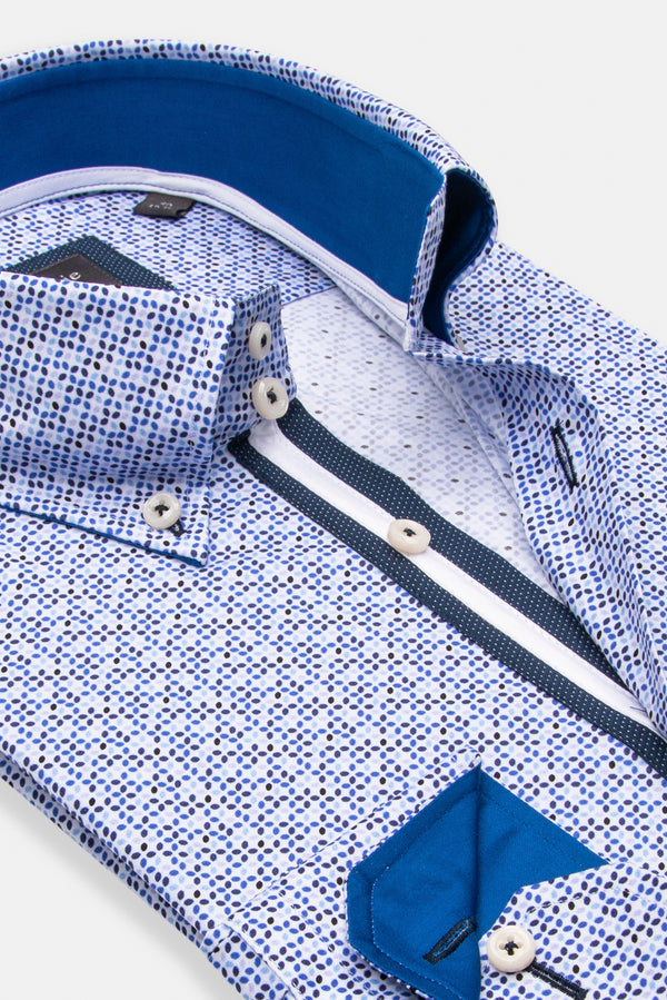 Chemise Homme Roma Iconic Popelin Stretch Blanc Bleu clair