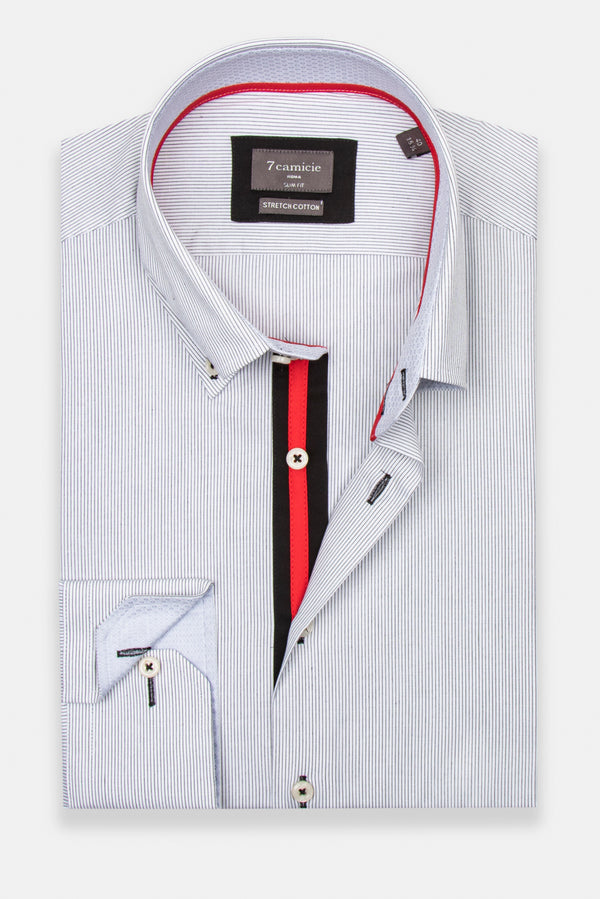 Roma Iconic Herren Hemd Poplin Stretch Weiss Schwarz