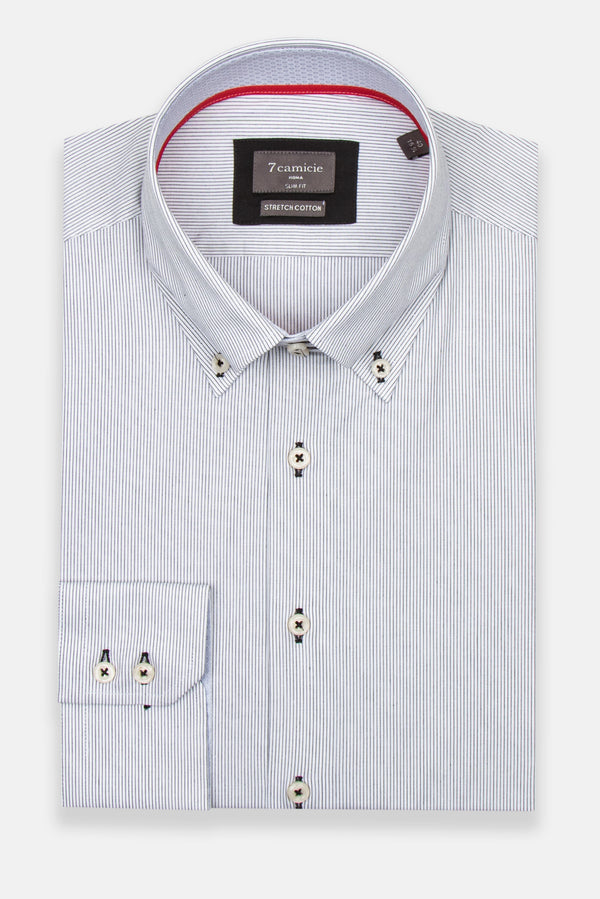Roma Iconic Herren Hemd Poplin Stretch Weiss Schwarz