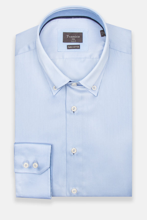 Camicia Uomo Roma Iconic Satin Celeste