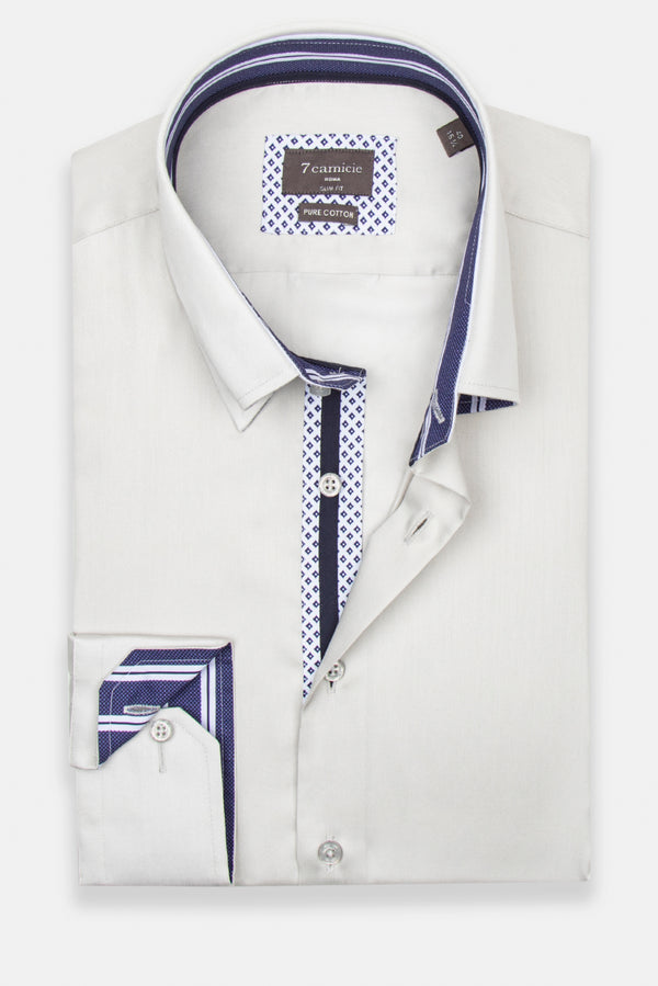 Camicia Uomo Roma Iconic Satin Grigio