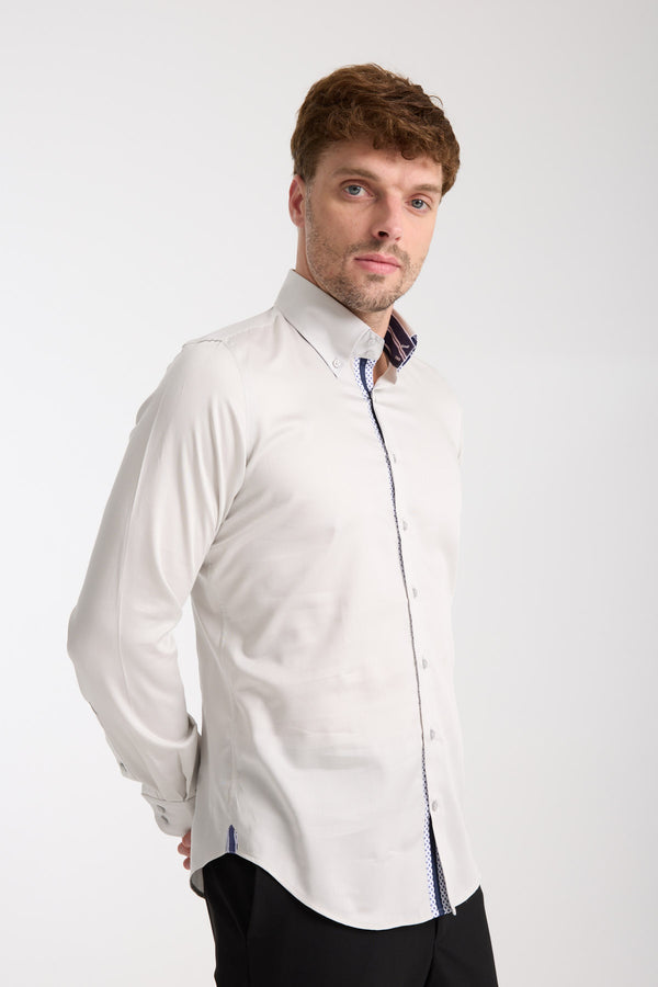 Camicia Uomo Roma Iconic Satin Grigio