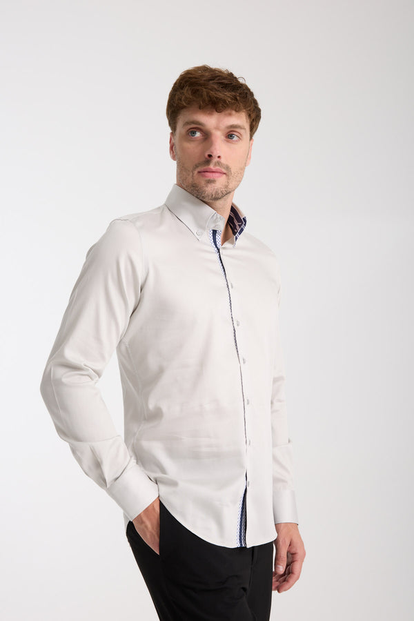 Camicia Uomo Roma Iconic Satin Grigio