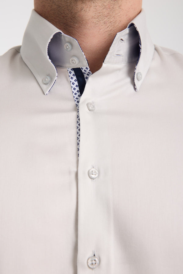 Camicia Uomo Roma Iconic Satin Grigio