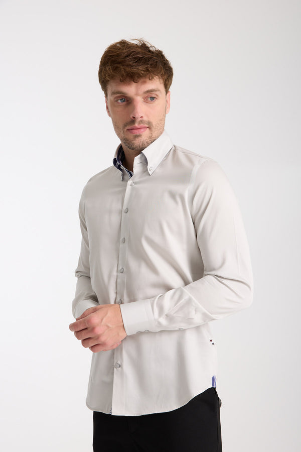 Camicia Uomo Roma Iconic Satin Grigio