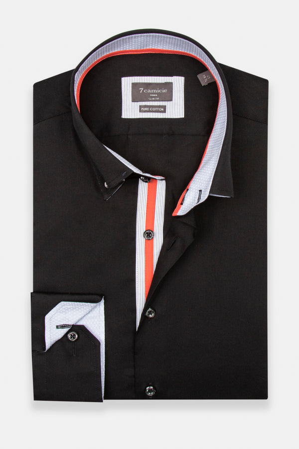 Chemise Homme Roma Iconic Satin Noir