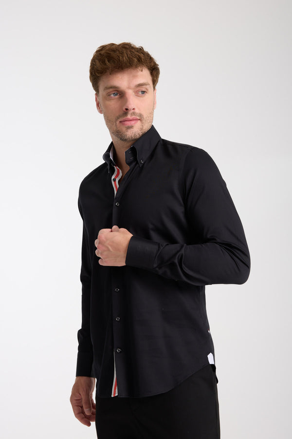 Chemise Homme Roma Iconic Satin Noir