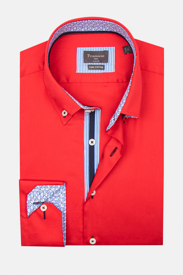 Camicia Uomo Roma Iconic Satin Rosso