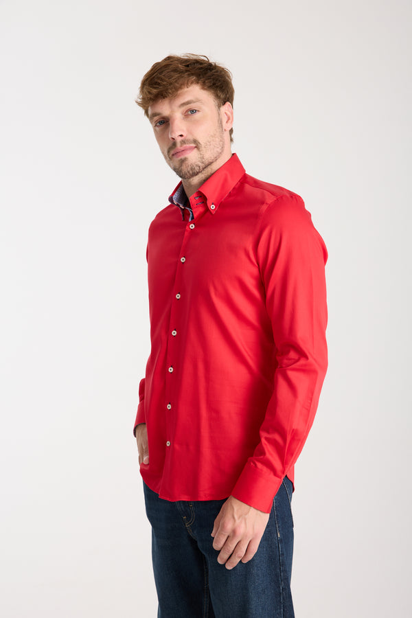 Camicia Uomo Roma Iconic Satin Rosso