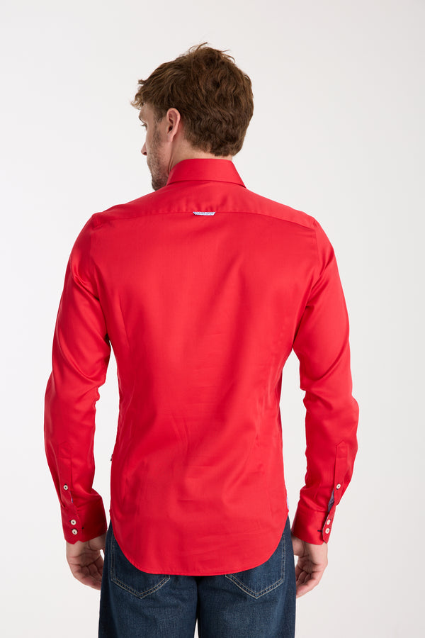 Camicia Uomo Roma Iconic Satin Rosso