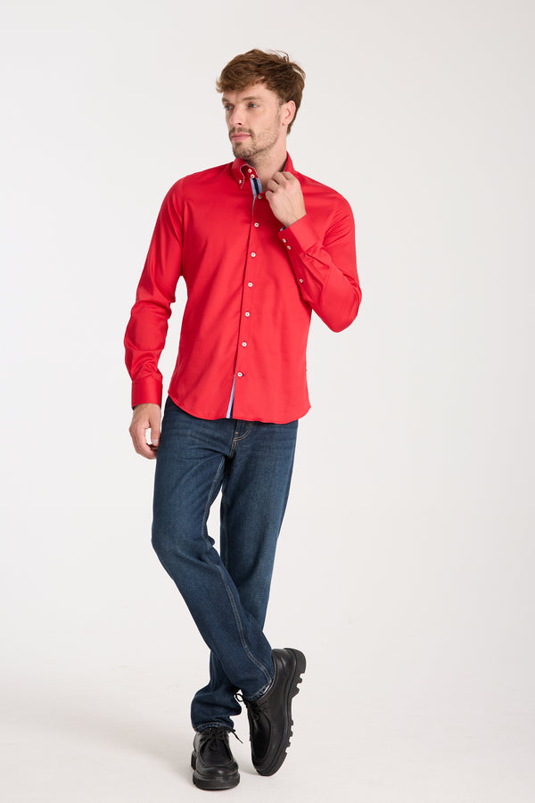 Camicia Uomo Roma Iconic Satin Rosso