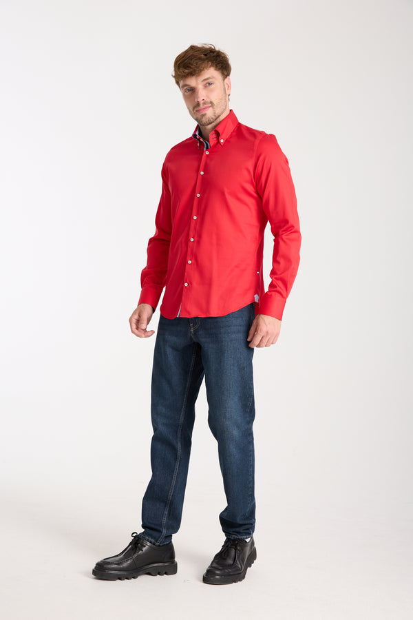 Camicia Uomo Roma Iconic Satin Rosso