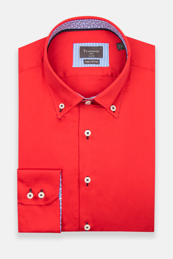 Camicia Uomo Roma Iconic Satin Rosso