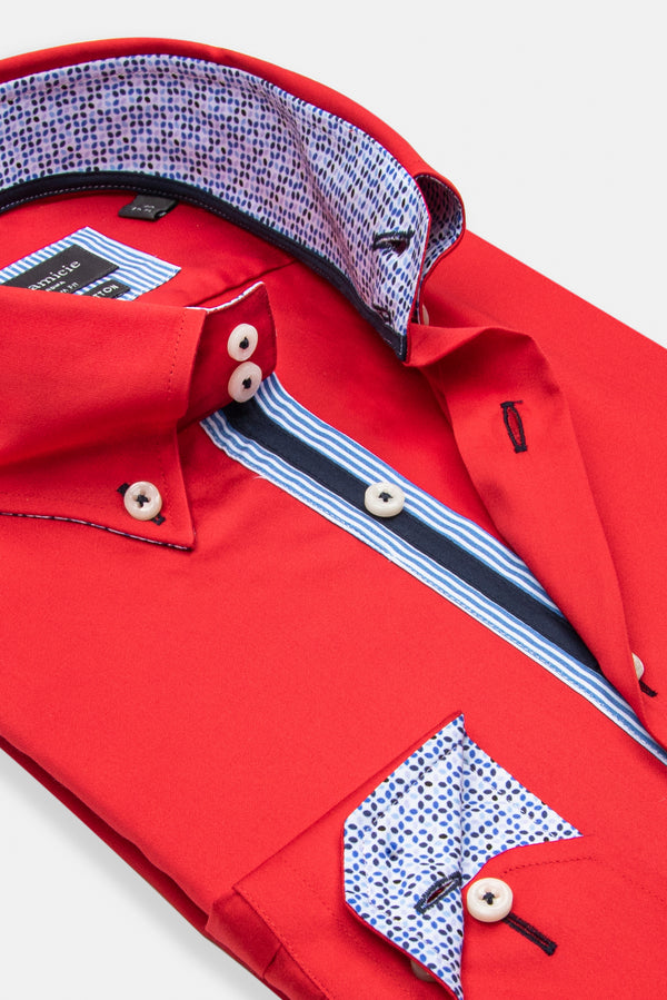 Camicia Uomo Roma Iconic Satin Rosso