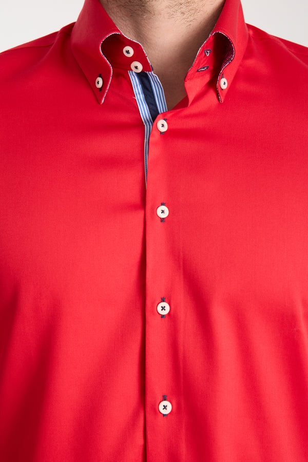 Camicia Uomo Roma Iconic Satin Rosso
