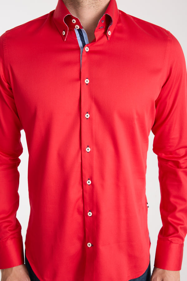 Camicia Uomo Roma Iconic Satin Rosso