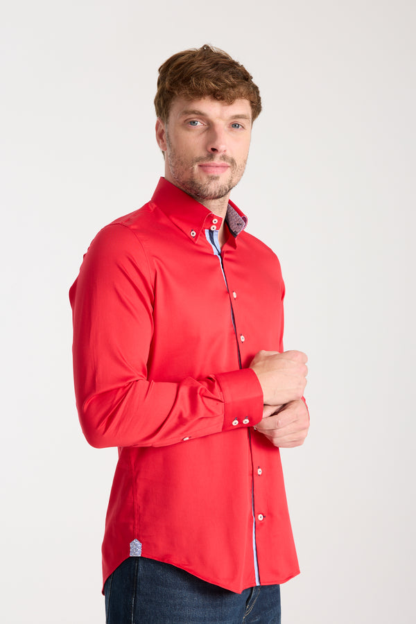 Camicia Uomo Roma Iconic Satin Rosso