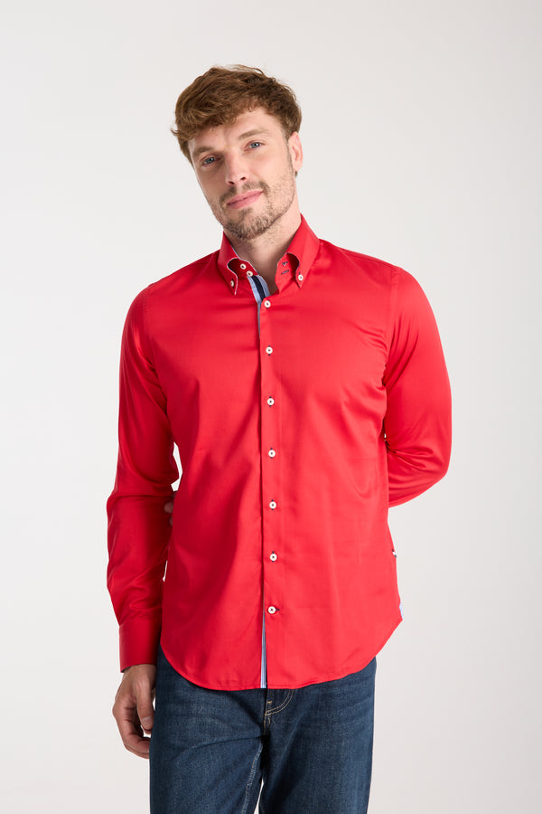 Camicia Uomo Roma Iconic Satin Rosso
