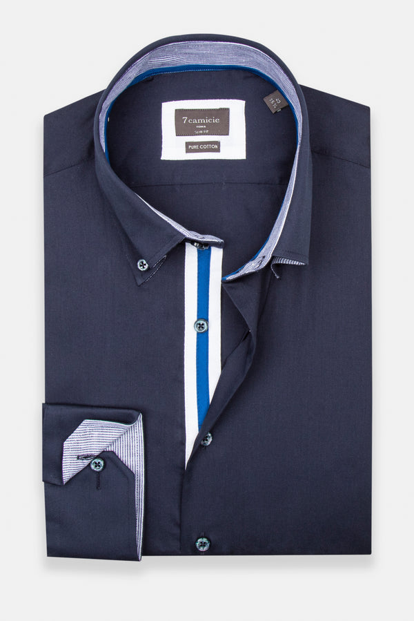 Camicia Uomo Roma Iconic Satin Blu